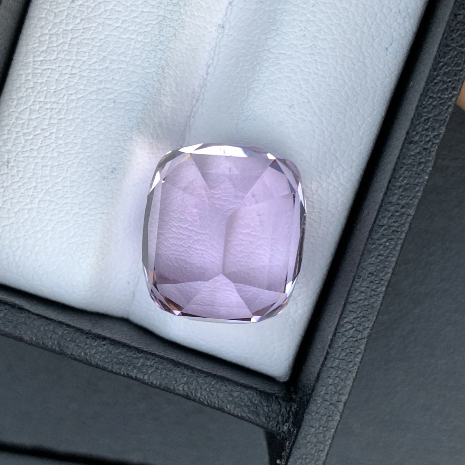 Natural Pink Kunzite 21.65 Carat Faceted Cushion Shape Loose Gemstone — view 3